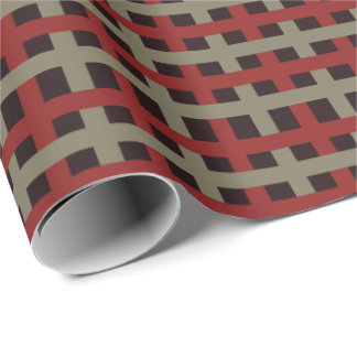 Modern Red Sage Black Christmas Plaid Cadeaupapier
