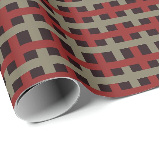 Modern Red Sage Black Christmas Plaid Cadeaupapier (Rol Hoek)