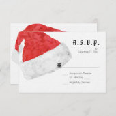 Modern Red Santa Hat kerstbruiloft RSVP (Voorkant / Achterkant)