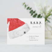 Modern Red Santa Hat kerstbruiloft RSVP (Staand voorkant)