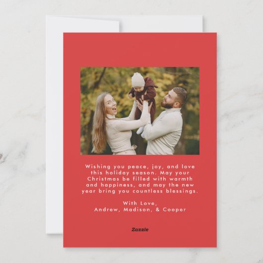 Modern Red Scalloped Lijst 2 Foto Feestdagenkaart (Achterkant)