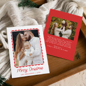 Modern Red Scalloped Lijst 2 Foto Feestdagenkaart