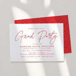 Modern Red Script Graduation Party Kaart