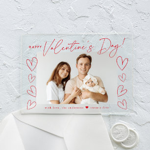Modern Red Script Happy Valentine's Day Foto Acryl Uitnodigingen