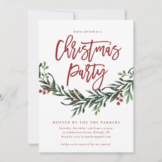 Modern Red Script-kerstfeest Kaart (Voorkant)