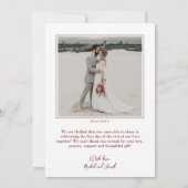 Modern Red Script Overlay Photo Collage Wedding Bedankkaart (Achterkant)
