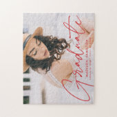 Modern Red Script Photo Afstuderen Legpuzzel (Verticaal)