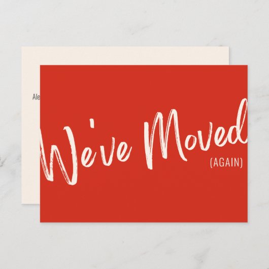 Modern Red Script We hebben de bewegende aankondig Briefkaart (Voorkant / Achterkant)