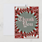 Modern Red+Silver Batik Dank u Briefkaart (Voorkant / Achterkant)