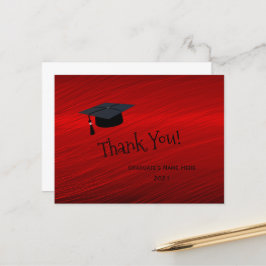 Modern Red Silver Pet Dank u Afstuderen Briefkaart