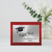 Modern Red Silver Pet Dank u Afstuderen Briefkaart (Staand voorkant)