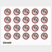 Modern Red Silver Photo Save the Date Ronde Sticker (Vel)