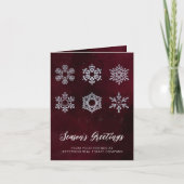 Modern Red Silver Snowflakes Business Feestdagen Kaart (Voorkant)