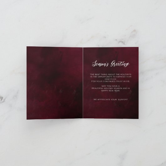 Modern Red Silver Snowflakes Business Feestdagen Kaart (Binnen)