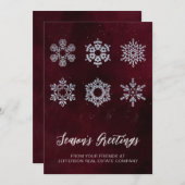 Modern Red Silver Snowflakes Business Feestdagenkaart (Voorkant / Achterkant)