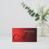 Modern Red Simple Monogram Visitekaartje (Staand voorkant)