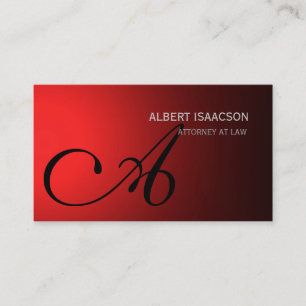 Modern Red Simple Monogram Visitekaartje