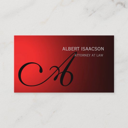 Modern Red Simple Monogram Visitekaartje (Voorkant)