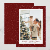 Modern Red Snow Photo Christmas Card Feestdagenkaart (Voorkant / Achterkant)