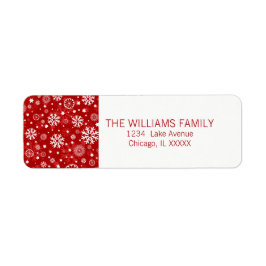 Modern Red Snowflake Holiday Return Label