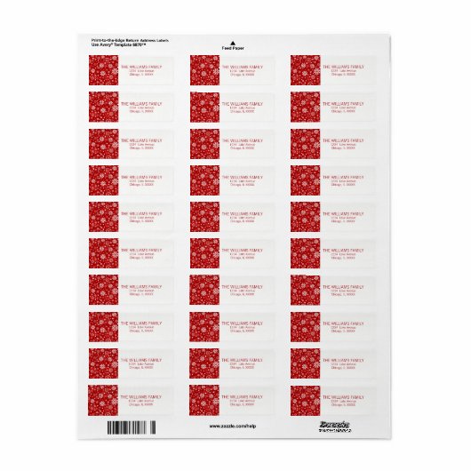 Modern Red Snowflake Holiday Return Label (Full Sheet)