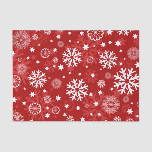Modern Red Snowflake-kerstcadeaupapier Tissuepapier (Voorkant)