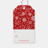 Modern Red Snowflake kerstfeestdag Label Cadeaulabel (Achterkant)