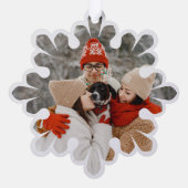 Modern Red Snowflake Merry Christmas Photo Ornament Kaart (Achterkant)