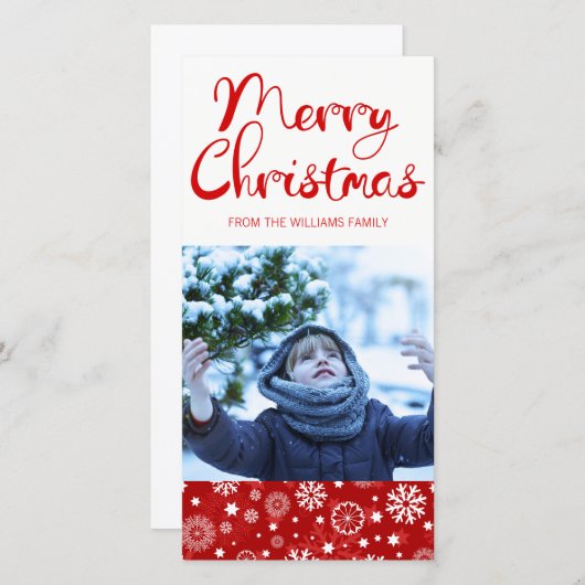 Modern Red Snowflake Merry-kerstkaart Feestdagenkaart (Voorkant / Achterkant)