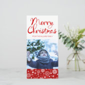 Modern Red Snowflake Merry-kerstkaart Feestdagenkaart (Staand voorkant)