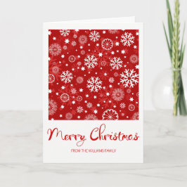 Modern Red Snowflake Merry kerstWenskaart Feestdagen Kaart