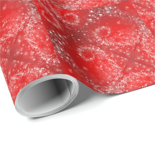Modern Red Snowflake Pattern Cadeaupapier (Rol Hoek)