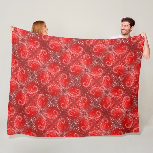 Modern Red Snowflake Pattern Fleece Deken (In situ)