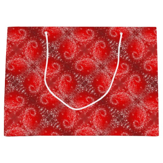 Modern Red Snowflake Pattern Groot Cadeauzakje (Voorkant)