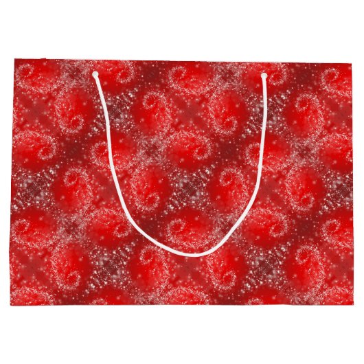 Modern Red Snowflake Pattern Groot Cadeauzakje (Achterkant)
