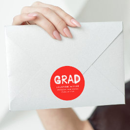 Modern Red Spray Paint Afstuderen Ronde Sticker