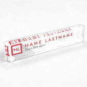 Modern Red Square Monogram Desk Naambordje