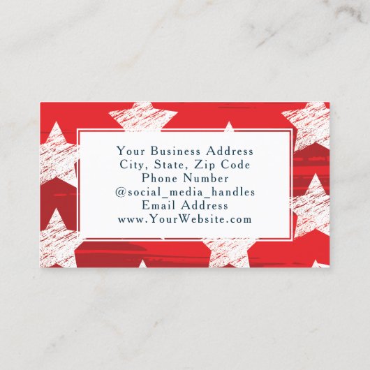 Modern Red Stars Abstract patriottisch Visitekaartje (Achterkant)