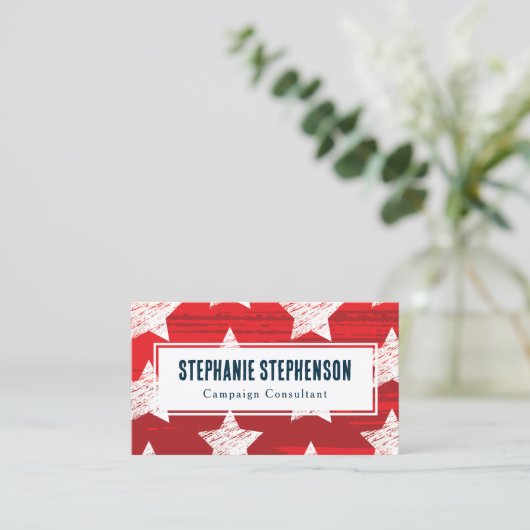 Modern Red Stars Abstract patriottisch Visitekaartje (Staand voorkant)