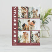 Modern Red Stijlvolle Familie Kerstvakantie Kaart (Staand voorkant)