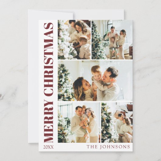 Modern Red Stijlvolle Familie Kerstvakantie Kaart (Voorkant)