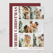 Modern Red Stijlvolle Familie Kerstvakantie Kaart (Voorkant / Achterkant)