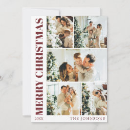 Modern Red Stijlvolle Familie Kerstvakantie Kaart