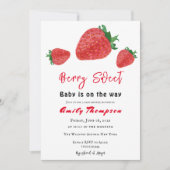 Modern Red Strawberry Berry Sweet Baby shower Kaart (Voorkant)