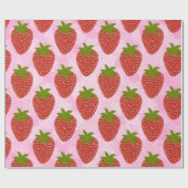 Modern Red Strawberry Pattern roze Waterverf Cadeaupapier (Vlak)