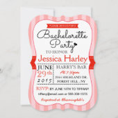 Modern Red Stripes Bachelorette Party Kaart (Voorkant)