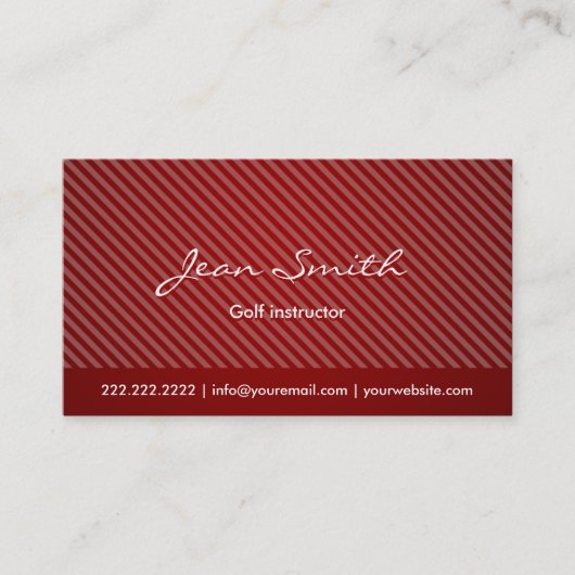 Modern Red Stripes Golf Visitekaartje (Voorkant)