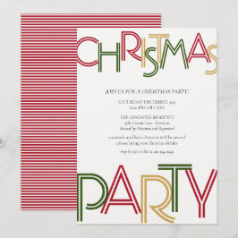 Modern Red Stripes Green Gold-kerstfeest Kaart