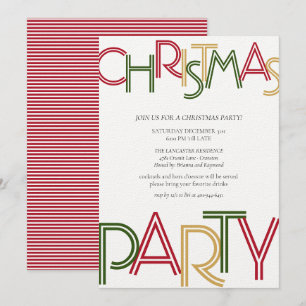 Modern Red Stripes Green Gold-kerstfeest  Kaart