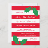 Modern Red Stripes Holly Holiday Party (Voorkant)